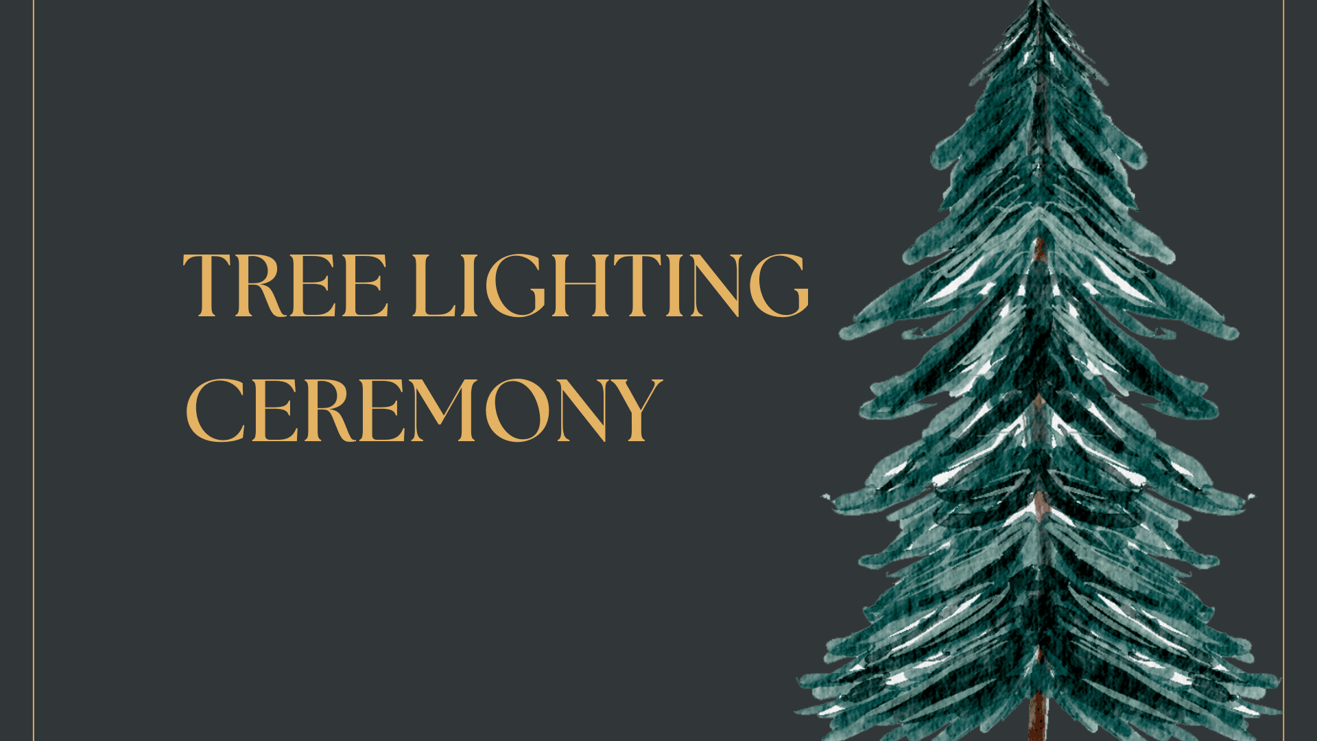 Black background with a green tree on the right